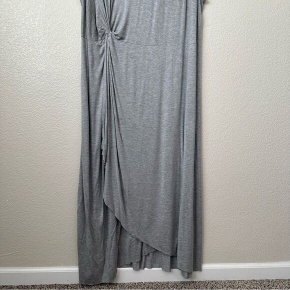Roaman’s Gray Asymmetrical Knot Front Maxi Dress - Picture 4 of 12